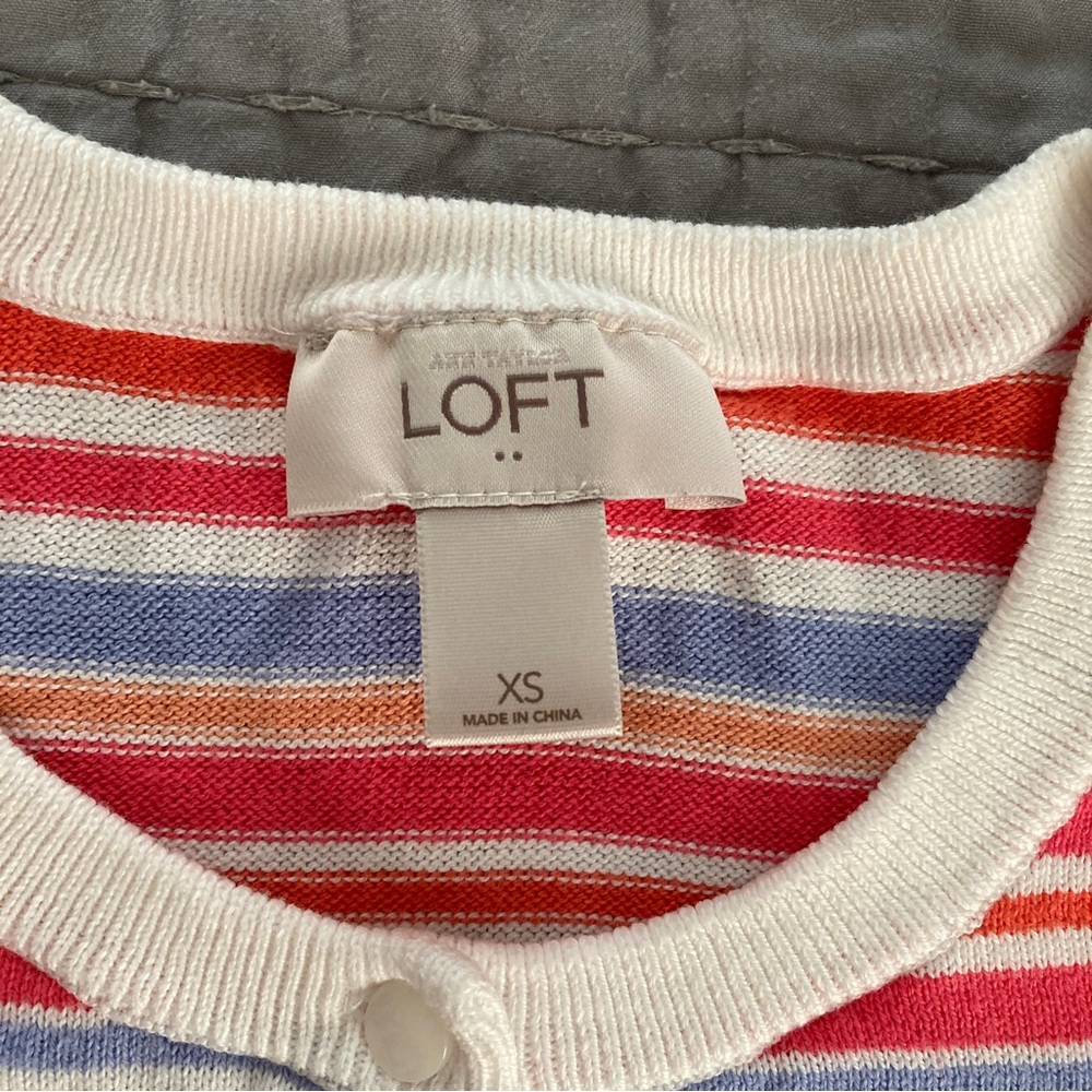 LOFT Outlet Bright Stripe Cardigan XS, EUC - Picture 2 of 5
